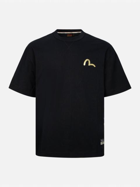 EVISU KAMON AND SEAGULL PATCHWORK APPLIQUÉ LOOSE FIT T-SHIRT