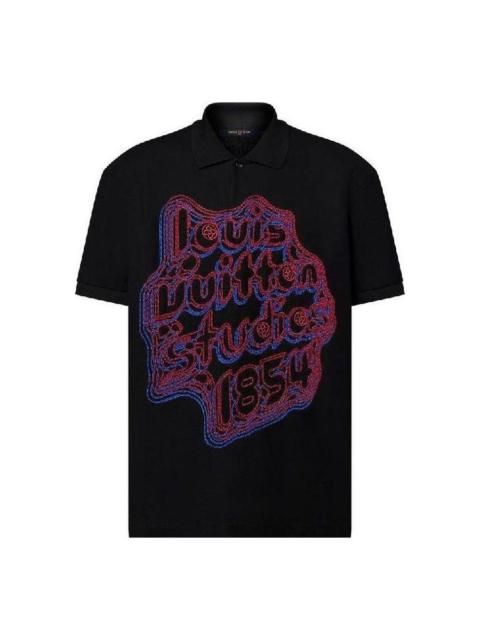 Louis Vuitton LOUIS VUITTON Embroidered Cotton Pique Polo Shirt 'Black' 1ABY01