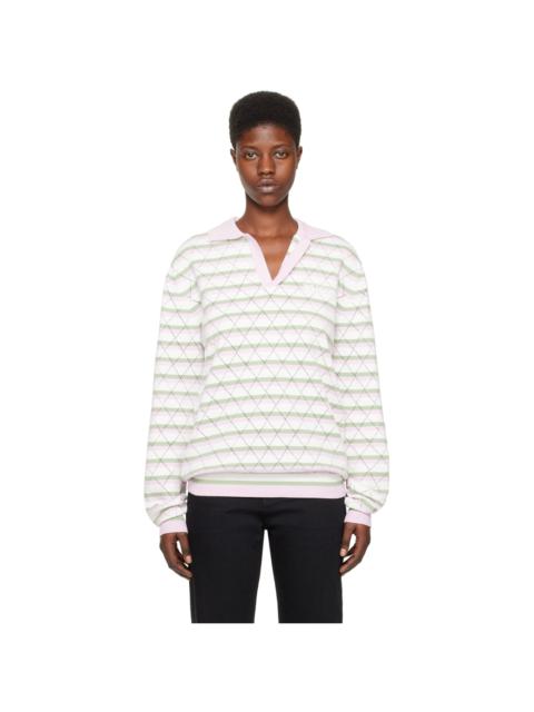 We11done White & Pink Striped Polo