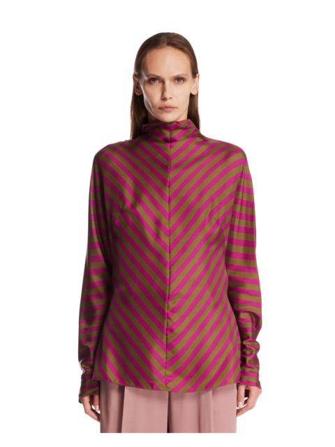 MUGLER Purple Striped Silk Blouse