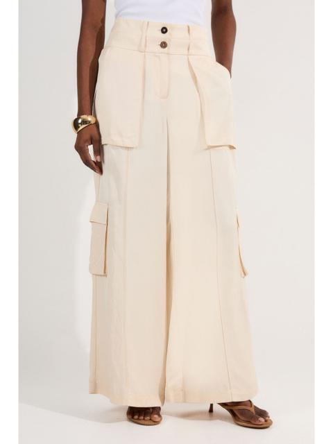 KAREN MILLEN Premium Linen Twill Top Stitch Woven Trouser