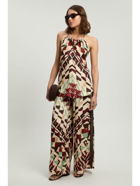 KAREN MILLEN Satin Viscose Geo Print Trouser