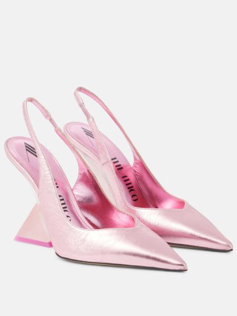 THE ATTICO Cheope metallic leather slingback pumps