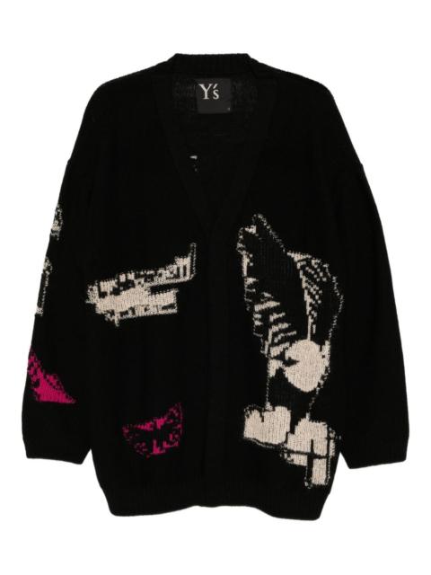 Y's graphic-embroidered reversible cardigan