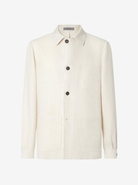 CORNELIANI White wool and linen hopsack jacket