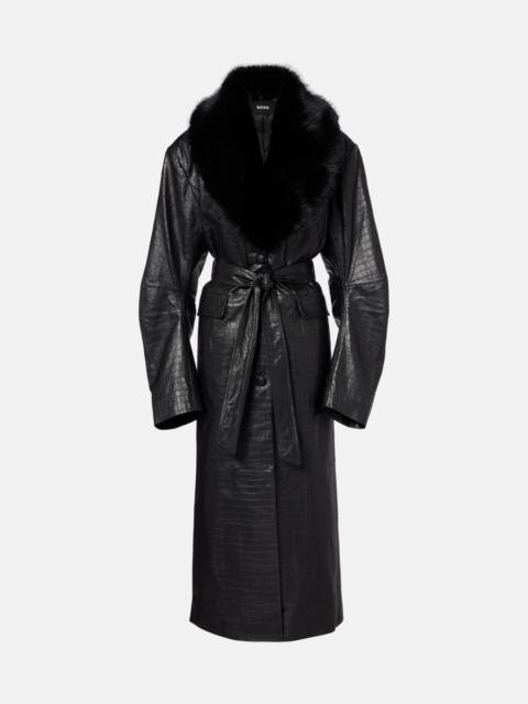 ROTATE Croc-effect leather coat