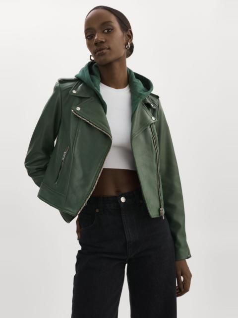 LAMARQUE HOLY | Leather Biker Jacket with Removable Hood