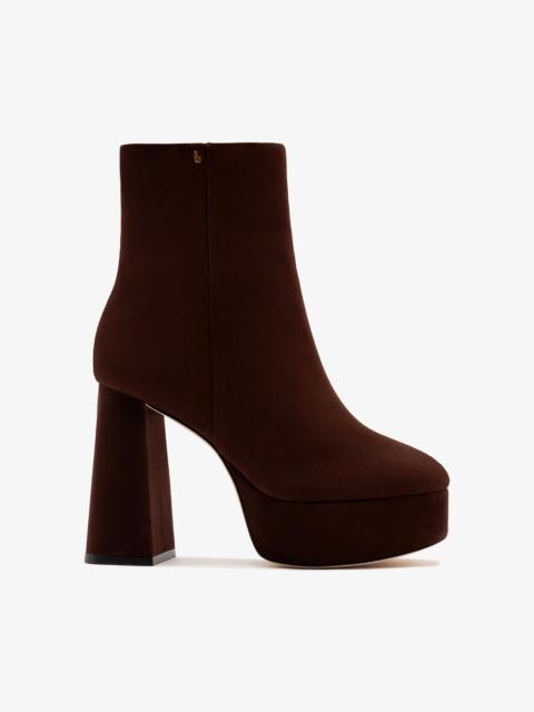 Larroudé Dolly Platform Boot Brown Suede
