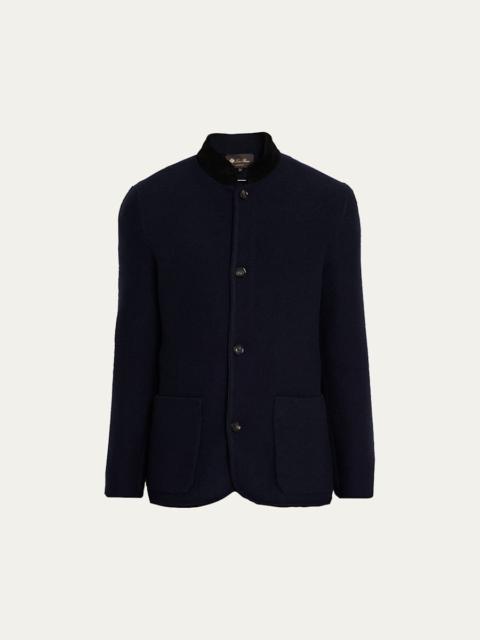 Loro Piana Men's Arola Cashmere Abaca Leather-Collar Jacket