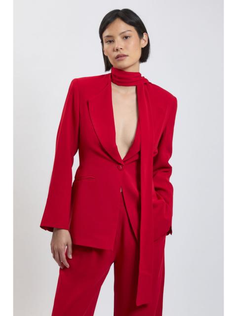 KAREN MILLEN Petite Compact Stretch Viscose Tie Neck Tailored Blazer