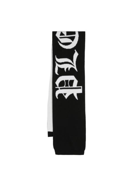 Gothic Plein intarsia knit-logo scarf