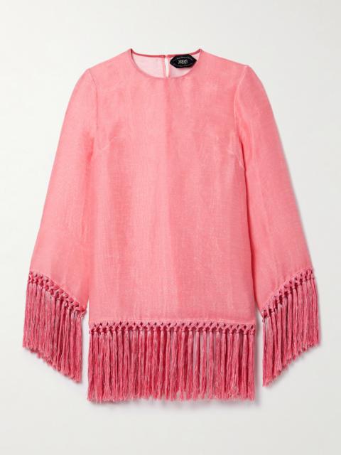 Taller Marmo Claudia Fringed Linen-blend Mini Dress