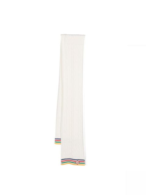 CASABLANCA striped cable-knit wool scarf