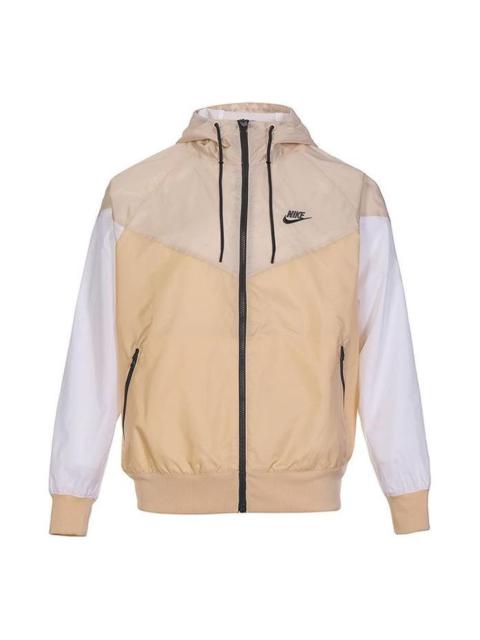 Nike Men's Nike Sportswear Windrunner Sports Training Colorblock Logo hooded Woven Jacket Khaki DA0002-26