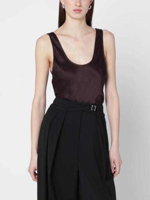 ANINE BING Brown Lea silk top