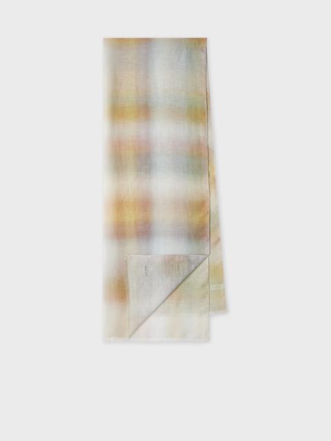 Paul Smith Yellow and Blue Linen-Blend Faded Check Scarf