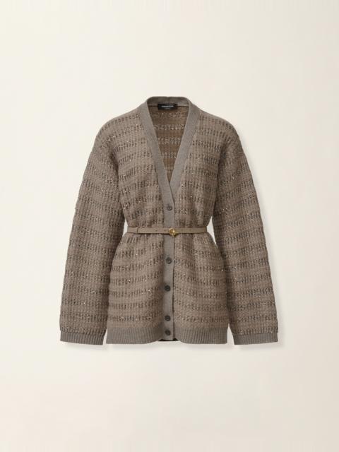 FABIANA FILIPPI Platinum and mohair cardigan with sequin stripes
