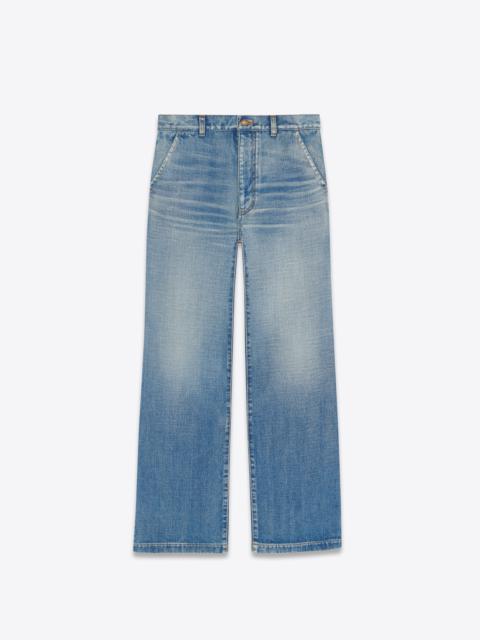 Long extreme baggy jeans in lake medium blue denim, Saint Laurent