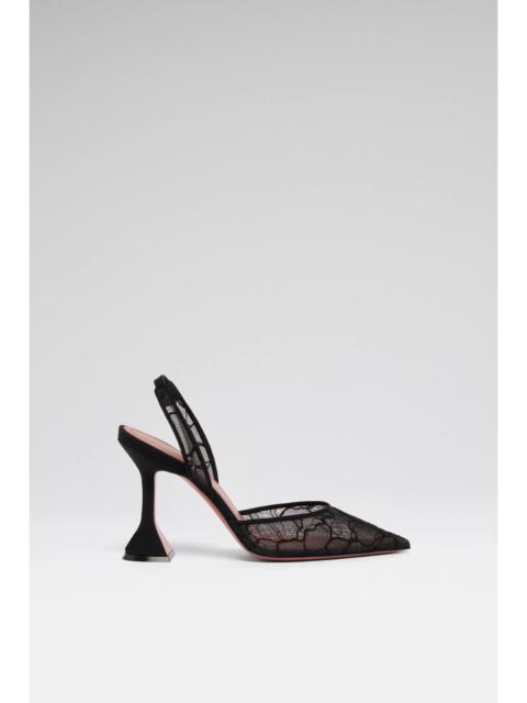 Amina Muaddi HOLLI LACE SLING 95 BLACK LACE