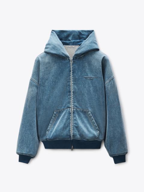 Alexander Wang BRUSHED DENIM OVERSIZED HOODIE