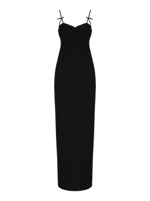 Georgina Bow-Detailed Bustier Maxi Dress black