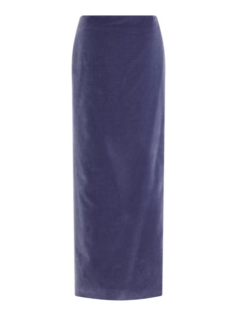 COLLEEN ALLEN Exclusive Cotton Velvet Maxi Skirt purple