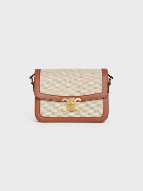 CELINE Medium Triomphe Bag in Textile and natural calfskin