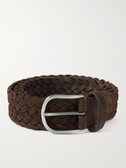 Anderson's 3.5cm Woven Suede Belt Brown