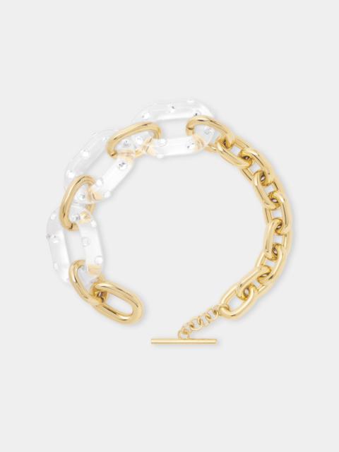 rabanne XL LINK CRYSTAL-EMBELLISHED TRANSPARENT NECKLACE