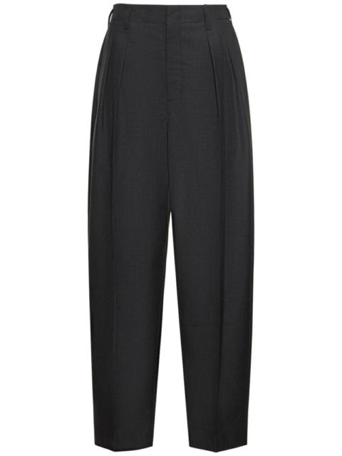 Pleated tapered wool blend pants