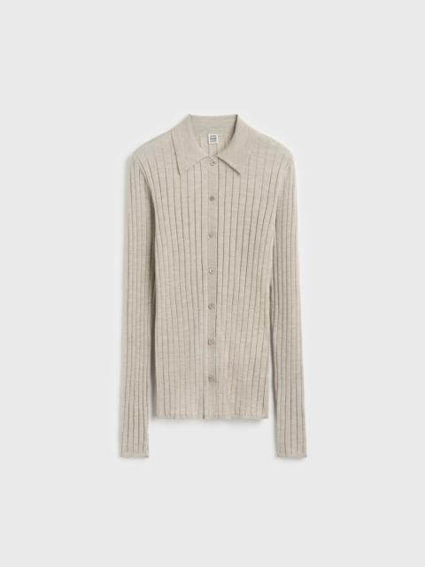 TOTEME Slim ribbed shirt oat melange