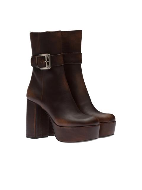 Miu Miu Leather platform booties