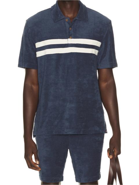 FAHERTY Cabana Towel Terry Surf Stripe Polo