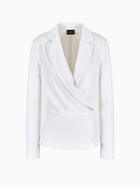 Single-breasted jacket in viscose-blend jersey