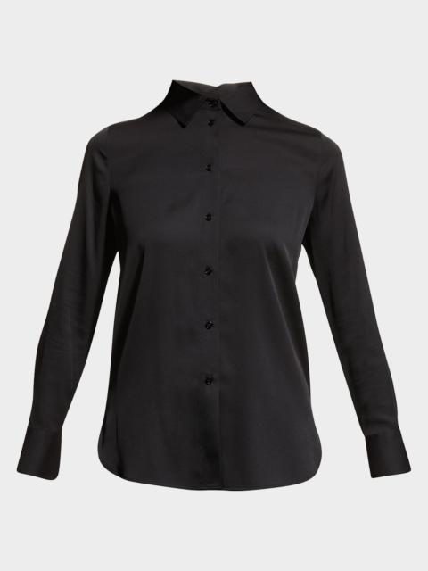 Vince Slim-Fit Long-Sleeve Stretch-Silk Blouse