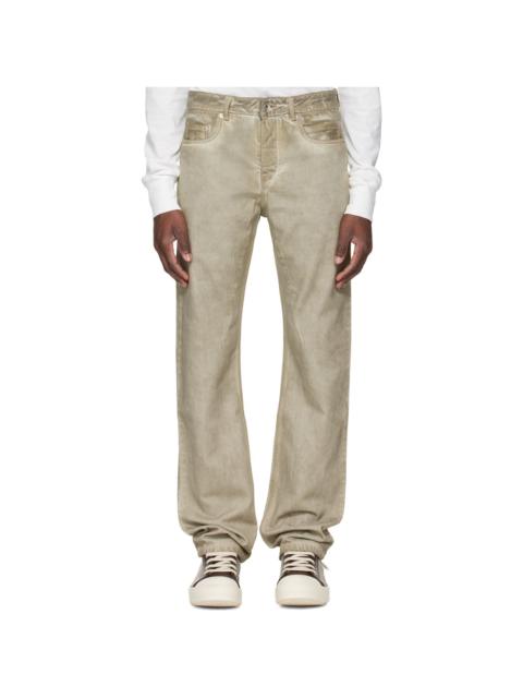Rick Owens DRKSHDW Beige Temple Fog Cut Jeans