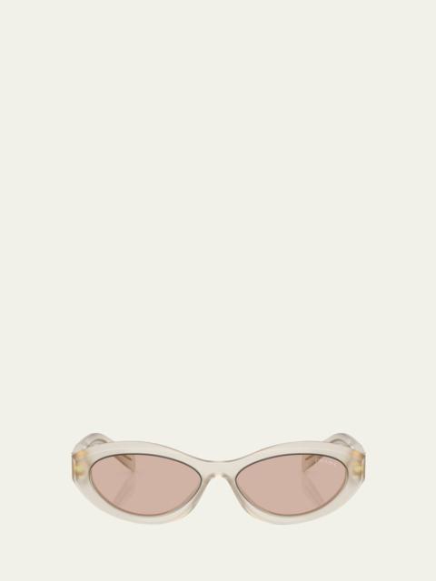 Prada PR 26ZS Beveled Acetate & Plastic Oval Sunglasses