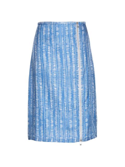 geometric-print silk midi skirt