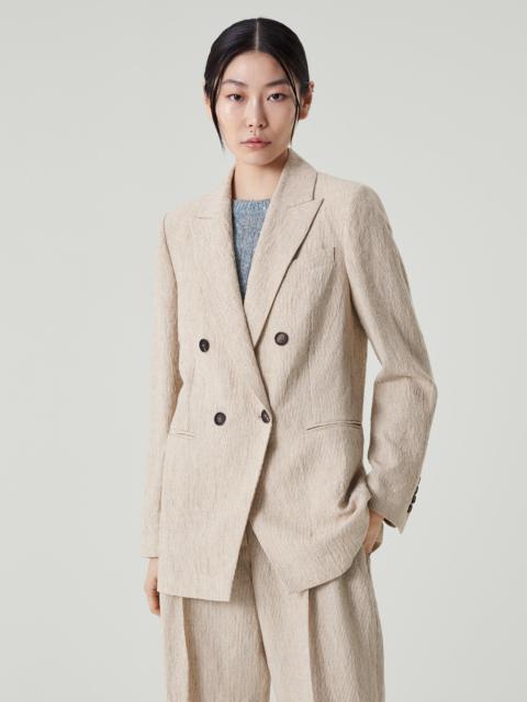 Brunello Cucinelli Wrinkled striped linen blazer with monili