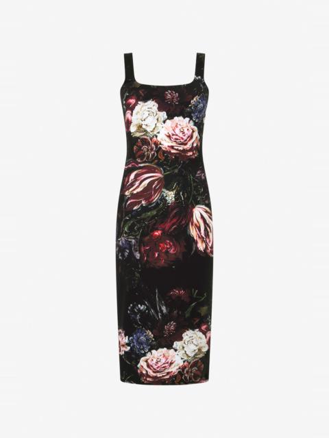 Roberto Cavalli Fiammingo Flowers Print Midi Dress