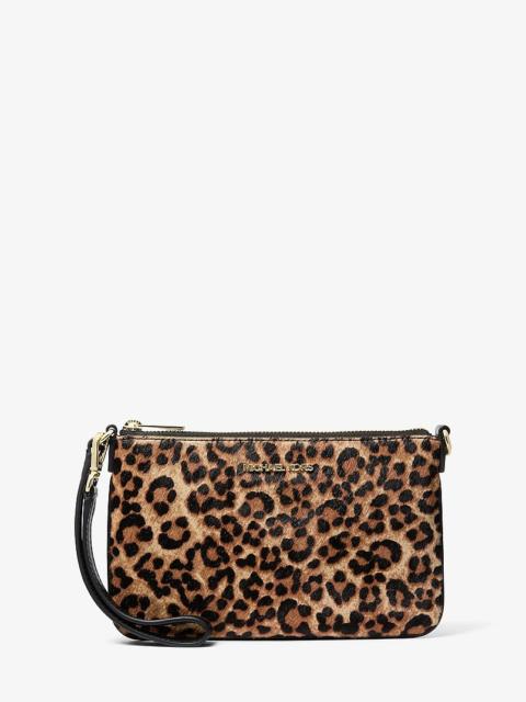 MICHAEL KORS Jet Set Travel Leopard Print Calf Hair Wristlet