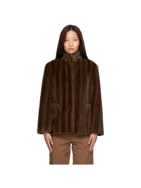NOTHING WRITTEN Brown Misha Faux Fur Jacket
