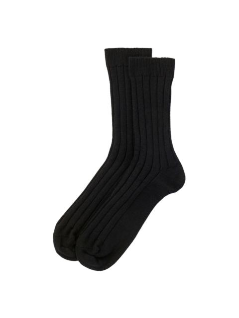 Johnstons of Elgin Men's Cashmere Ribbed Black Socks
