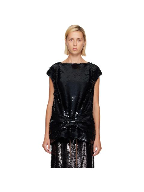 Simone Rocha Black Boxy Peplum Bow Detail Blouse