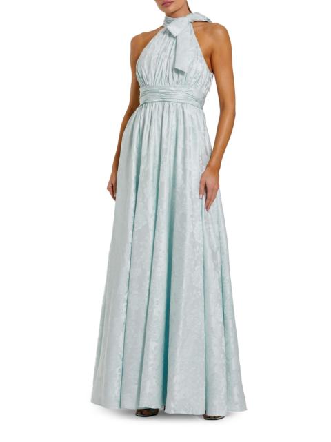 MAC DUGGAL Women's Floral Brocade Halterneck Gown - Powder Blue