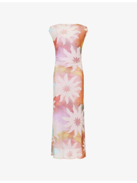 Never Fully Dressed Soleil Luna Printed Mesh Maxi Dress