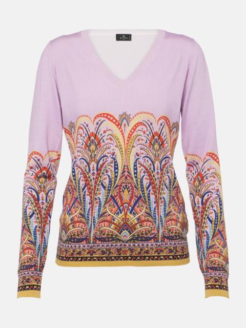 Etro paisley-print V-neck jumper