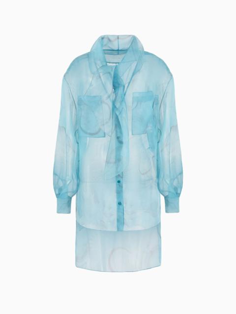 GIORGIO ARMANI Floral-print, silk-organza shirt