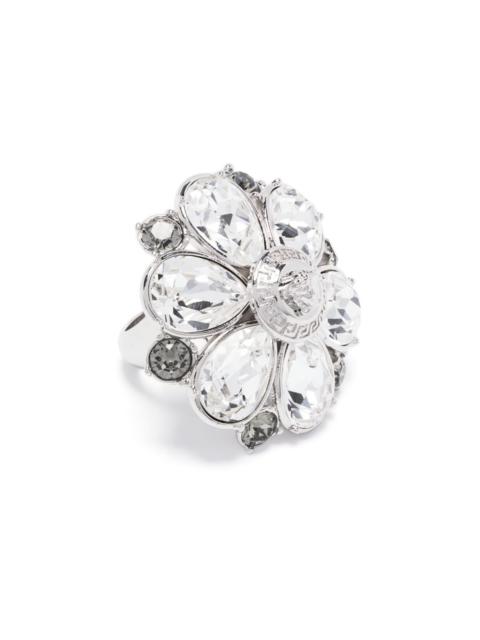 floral crystal-embellished ring