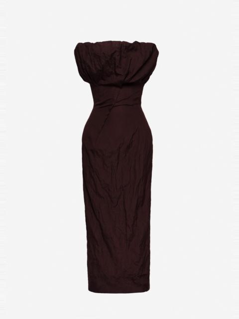 MAGDA BUTRYM Sculptural neckline fitted dress in brown